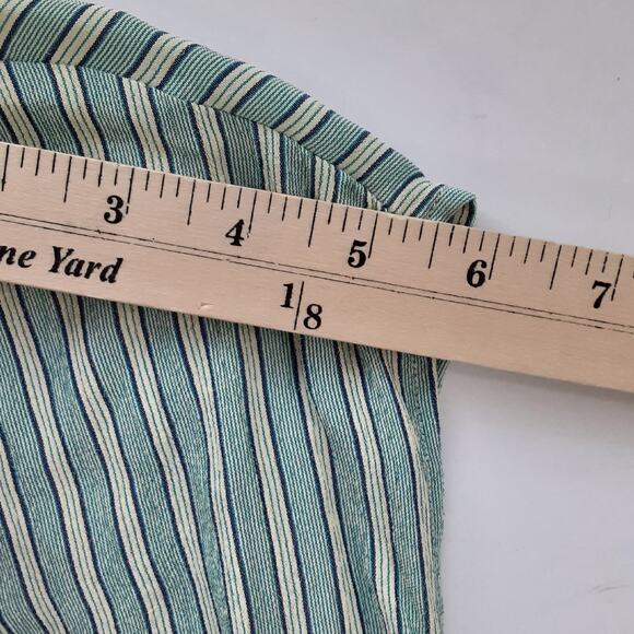 Vintage 90s Pinstripe Waist Coat Vest Tie Back Blue Button Front Sleeveless L - Picture 11 of 11